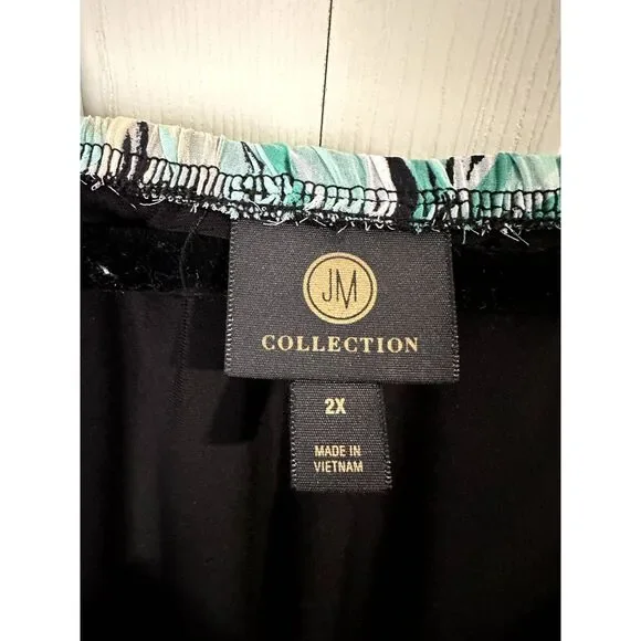 JM Collection Size 2X dress with sheer built in top (greens and pinks) NWT - Picture 3 of 3